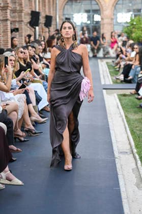 September 17, 2026, Madrid, Spain: A model parades with Isabel Sanchis design during the Mercedes Benz Fashion Week Madrid at Cibeles Palace in Madrid. Madrid Spain  - ZUMAs197 20260917_aaa_s197_357 Copyright: xAtilanoxGarciax