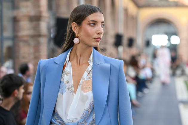 September 17, 2026, Madrid, Spain: A model parades with Isabel Sanchis design during the Mercedes Benz Fashion Week Madrid at Cibeles Palace in Madrid. Madrid Spain  - ZUMAs197 20260917_aaa_s197_361 Copyright: xAtilanoxGarciax