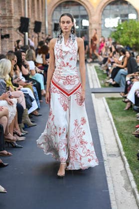 September 17, 2026, Madrid, Spain: A model parades with Isabel Sanchis design during the Mercedes Benz Fashion Week Madrid at Cibeles Palace in Madrid. Madrid Spain  - ZUMAs197 20260917_aaa_s197_366 Copyright: xAtilanoxGarciax