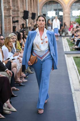 September 17, 2026, Madrid, Spain: A model parades with Isabel Sanchis design during the Mercedes Benz Fashion Week Madrid at Cibeles Palace in Madrid. Madrid Spain  - ZUMAs197 20260917_aaa_s197_370 Copyright: xAtilanoxGarciax