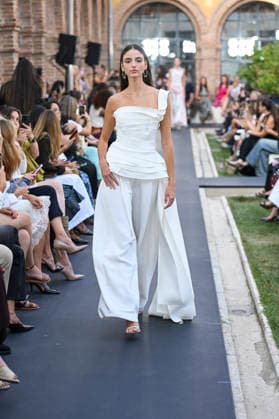 September 17, 2026, Madrid, Spain: A model parades with Isabel Sanchis design during the Mercedes Benz Fashion Week Madrid at Cibeles Palace in Madrid. Madrid Spain  - ZUMAs197 20260917_aaa_s197_385 Copyright: xAtilanoxGarciax