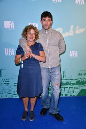 UFA Back in Berlin Reception: Adriana Altaras with her son Aaron Altaras on the blue carpet at the UFA Back in Berlin reception at BE YOND OFFICE in Berlin on September 17, 2026 Copyright: xEventpressxBerndtx