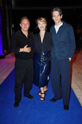 UFA Back in Berlin Reception: Trystan Puetter, Heike Makatsch, and Sabin Tambrea on the blue carpet at the UFA Back in Berlin reception at BE YOND OFFICE in Berlin on September 17, 2026 Copyright: xEventpressxBerndtx