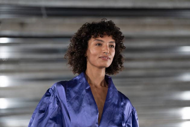 LFW - Ebay Runway A model walks the runway at the Ebay show during London Fashion Week September 2026 at The Banking Hall in London, England on September 17, 2026. Photo by LounisPhotography ABACAPRESS.COM London United Kingdom  Copyright: xLounisPhotography ABACAx