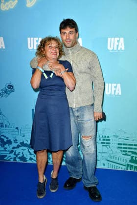 Adriana Altaras with her son Aaron Altaras at the UFA Back reception at the BE YOND OFFICE in Berlin on September 17, 2026