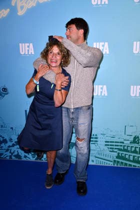 Adriana Altaras with her son Aaron Altaras at the UFA Back reception at the BE YOND OFFICE in Berlin on September 17, 2026