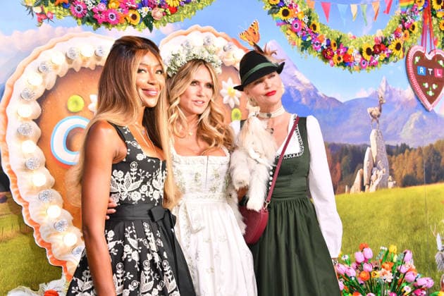 Naomi Campbell, Heidi Klum, and Katja Auermann at HeidiFest by Heidi Klum, a pre-Oktoberfest event on RTL at the Hofbräuhaus in Munich on September 17, 2026