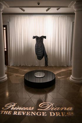 Exclusive unveiling of Princess Diana™s Revenge Dress at Sotheby™s London. One of the most legendary fashion items in modern history is exhibited for the first time since 1997. The iconic black silk evening dress was designed by Christina Stambolian and famously worn by Diana, Princess of Wales, at the Serpentine Gallery in 1994 When: 18 Sep 2026 Credit: Cover Images EDITORIAL USE ONLY. NOT FOR USE BY NEWSPAPERS BASED IN THE UK. Copyright: xx coverimg56031642