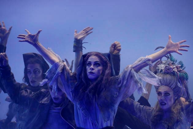 September 18, 2026, Madrid, Community Of Madrid, Spain: Cast members perform on stage during a media preview of two musical numbers from La Familia Addams: El Musical (The Addams Family: The Musical) at the Teatro Calderon on Friday, September 18, 2026, in Madrid, Spain. The exclusive press photocall showcased the vibrant and highly anticipated unconventional comedy, which brings the macabre and beloved Addams family to life with spectacular, life-sized set designs. Offering a tragicomic twist as Wednesday Addams falls in love with a normal boy, the production blends grand orchestral parodies, dark humor, and a surprisingly emotional core about teenage love and acceptance, putting traditional showbusiness cliches under the microscope wi - ZUMAo127 20260918_zep_o127_045 Copyright: xHugoxOrtunox