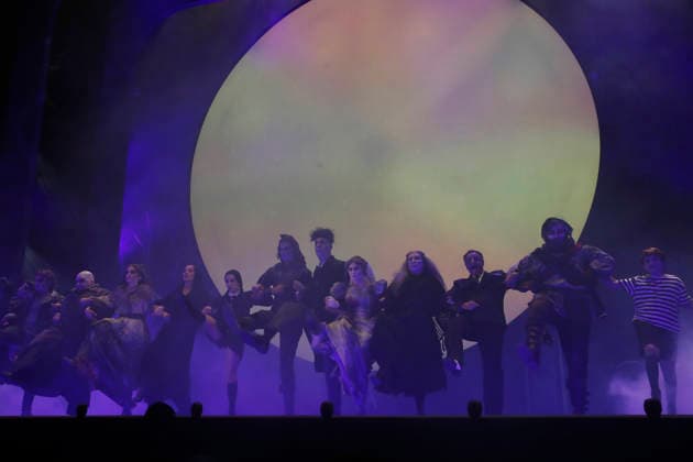 September 18, 2026, Madrid, Community Of Madrid, Spain: Cast members perform on stage during a media preview of two musical numbers from La Familia Addams: El Musical (The Addams Family: The Musical) at the Teatro Calderon on Friday, September 18, 2026, in Madrid, Spain. The exclusive press photocall showcased the vibrant and highly anticipated unconventional comedy, which brings the macabre and beloved Addams family to life with spectacular, life-sized set designs. Offering a tragicomic twist as Wednesday Addams falls in love with a normal boy, the production blends grand orchestral parodies, dark humor, and a surprisingly emotional core about teenage love and acceptance, putting traditional showbusiness cliches under the microscope wi - ZUMAo127 20260918_zep_o127_059 Copyright: xHugoxOrtunox