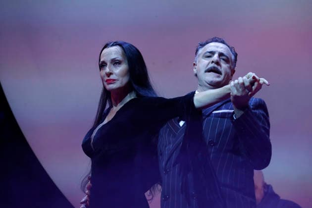 September 18, 2026, Madrid, Community Of Madrid, Spain: Cast members perform on stage during a media preview of two musical numbers from La Familia Addams: El Musical (The Addams Family: The Musical) at the Teatro Calderon on Friday, September 18, 2026, in Madrid, Spain. The exclusive press photocall showcased the vibrant and highly anticipated unconventional comedy, which brings the macabre and beloved Addams family to life with spectacular, life-sized set designs. Offering a tragicomic twist as Wednesday Addams falls in love with a normal boy, the production blends grand orchestral parodies, dark humor, and a surprisingly emotional core about teenage love and acceptance, putting traditional showbusiness cliches under the microscope wi - ZUMAo127 20260918_zep_o127_068 Copyright: xHugoxOrtunox