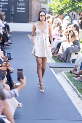 Custo Fashion Show at MBFW 2026 A model during the Custo Barcelona fashion show as part of Mercedes-Benz Fashion Week at Nebrija University on September 18, 2026, in Madrid, Spain. Custo presents its Spring Summer 2027 collection, titled Unexpected. The Catalan designer conceives this collection as an emotional manifesto to combat routine in the way we dress. SEPTEMBER 18, 2026, Madrid, Spain  Copyright: xEduardoxParrax 7783761