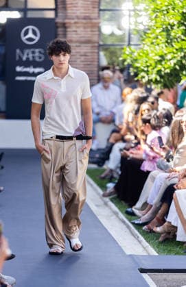 Custo Fashion Show at MBFW 2026 A model during the Custo Barcelona fashion show as part of Mercedes-Benz Fashion Week, held at Nebrija University on September 18, 2026, in Madrid, Spain. Custo presents its Spring Summer 2027 collection, titled Unexpected. The Catalan designer conceives this collection as an emotional manifesto to combat routine in the way we dress. SEPTEMBER 18, 2026 Madrid, Spain  Copyright: xEduardoxParrax 7783775