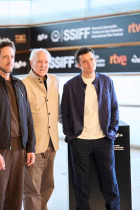 September 18, 2026, Madrid, Madrid, Spain: Orlando Bloom, Ariel Leon Isacovitch, Werner Herzog attended Bucking Fastard Photocall during 74th San Sebastian International Film Festival at Kursaal Palace on September 18, 2026 in Donostia San Sebastian, Spain Madrid Spain - ZUMAg15_ 20260918_zaf_g15_059 Copyright: xJackxAbuinx