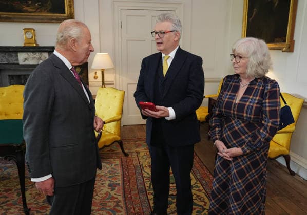 King Charles III at Dumfries House King Charles III presents the KingÂ s Medal for Music to Sir James MacMillan, accompanied by Lady MacMillan, at Dumfries House in Cumnock, Ayrshire. Picture date: Friday September 18, 2026., Credit:Jonathan Brady PA ROTA - B68 Avalon UK, Cumnock  Copyright: xJonathanxBradyx xPAxROTAx-xB68x xAvalonx 1136096485