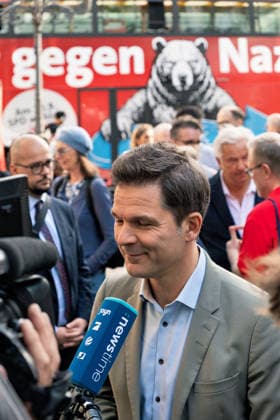 Berlin, September 18, 2026: The Berlin SPD’s campaign wrap-up event with Steffen Krach ahead of the upcoming election for the House of Representatives on September 20, 2026, at Stuttgarter Platz on Wilmersdorfer Straße