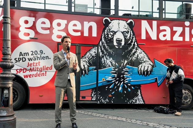 Berlin, September 18, 2026: The Berlin SPD’s campaign wrap-up event with Steffen Krach ahead of the upcoming election for the House of Representatives on September 20, 2026, at Stuttgarter Platz on Wilmersdorfer Straße