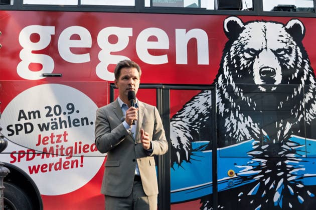 Berlin, September 18, 2026: The Berlin SPD’s campaign wrap-up event with Steffen Krach ahead of the upcoming election for the House of Representatives on September 20, 2026, at Stuttgarter Platz on Wilmersdorfer Straße