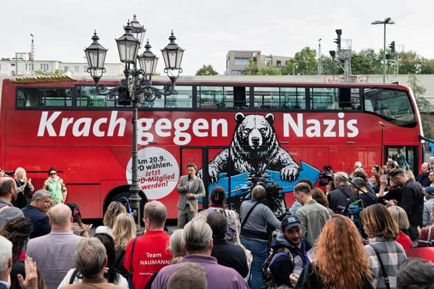 Berlin, September 18, 2026: The Berlin SPD’s campaign wrap-up event with Steffen Krach ahead of the upcoming election for the House of Representatives on September 20, 2026, at Stuttgarter Platz on Wilmersdorfer Straße
