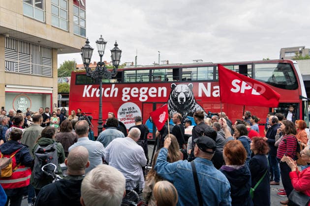 Berlin, September 18, 2026: The Berlin SPD’s campaign wrap-up event featuring Steffen Krach ahead of the upcoming House of Representatives election on September 20, 2026, at Stuttgarter Platz on Wilmersdorfer Straße