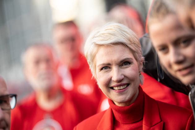 Minister-President and SPD lead candidate Manuela Schwesig at a campaign event in Rostock-Warnemünde; the SPD s closing rally for the state election in Mecklenburg-Western Pomerania, held at the Warnemünde Lighthouse, Rostock-Warnemünde, Mecklenburg-Western Pomerania, Germany; lighthouse