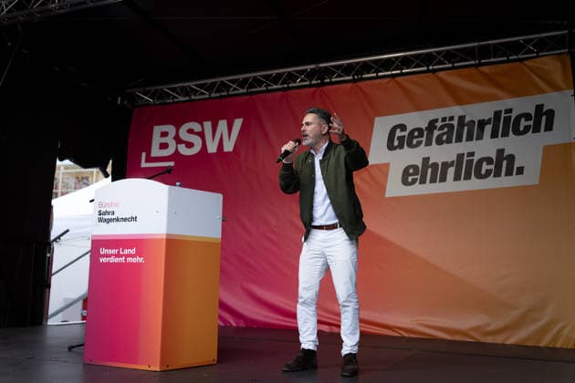 Campaign Wrap-Up, Alexanderplatz, BSW Berlin, Campaign Wrap-Up, Alexanderplatz, BSW, Sahra Wagenknecht Alliance, Rally, Fabio De Masi Berlin Berlin GER