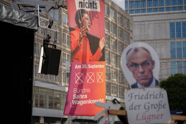 Campaign Wrap-Up, Alexanderplatz, BSW Berlin, Campaign Wrap-Up, Alexanderplatz, BSW, Sahra Wagenknecht Alliance, Rally Berlin Berlin GER