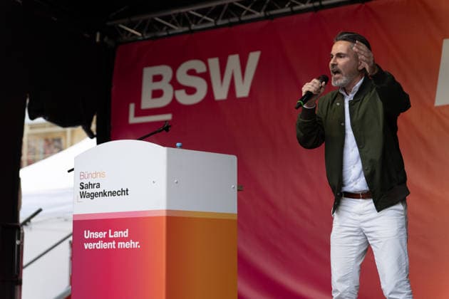 Campaign Wrap-Up, Alexanderplatz, BSW Berlin, Campaign Wrap-Up, Alexanderplatz, BSW, Sahra Wagenknecht Alliance, Rally, Fabio De Masi Berlin Berlin GER