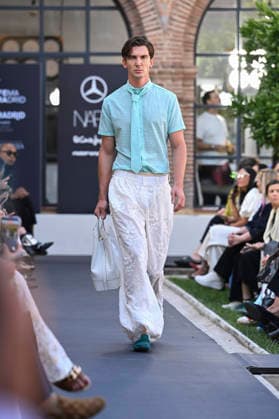 Maison Mesa - Mercedes Benz Fashion Week Madrid, Spain -18 Sept 2026 A model parades with Maison Mesa design during Mercedes Benz Fashion Week Madrid Cibeles Palace in Madrid. Madrid Spain Copyright: xAtilanoxGarciax xSOPAxImagesx PHOTO08592