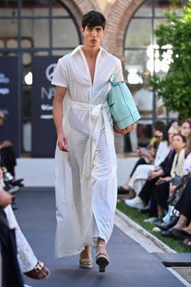 Maison Mesa - Mercedes Benz Fashion Week Madrid, Spain -18 Sept 2026 A model parades with Maison Mesa design during Mercedes Benz Fashion Week Madrid Cibeles Palace in Madrid. Madrid Spain Copyright: xAtilanoxGarciax xSOPAxImagesx PHOTO08594