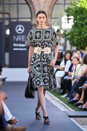 Maison Mesa - Mercedes Benz Fashion Week Madrid, Spain -18 Sept 2026 A model parades with Maison Mesa design during Mercedes Benz Fashion Week Madrid Cibeles Palace in Madrid. Madrid Spain Copyright: xAtilanoxGarciax xSOPAxImagesx PHOTO08598