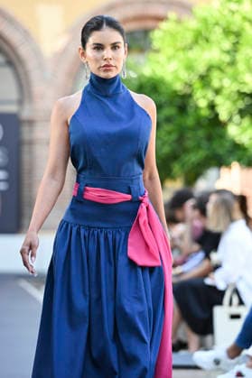 Maison Mesa - Mercedes Benz Fashion Week Madrid, Spain -18 Sept 2026 A model parades with Maison Mesa design during Mercedes Benz Fashion Week Madrid Cibeles Palace in Madrid. Madrid Spain Copyright: xAtilanoxGarciax xSOPAxImagesx PHOTO08604