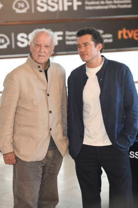 Werner Herzog and Orlando Bloom at the photo call for the film *Bucking Fastard* at the 74th San Sebastián International Film Festival (Festival Internacional de Cine de San Sebastián) at the Kursaal in San Sebastián, September 18, 2026 Foto:xC.xNiehausx xFuturexImagex bucking_fastard_6907