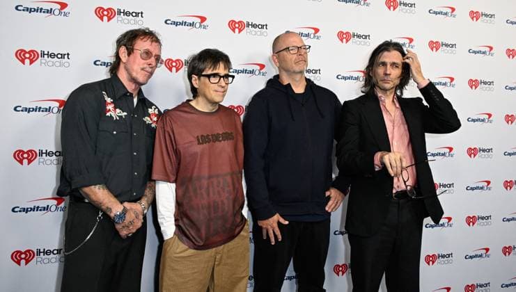 iHeartRadio Music Festival, night 1 Arrivals for the iHeartRadio Music Festival, night 1 at T-Mobile arena. 18 Sep 2026 Pictured: (L-R) Rivers Cuomo, Scott Shriner, Patrick Wilson and Brian Bell of Weezer.  Copyright: xThexMegaxAgencyxMBS MEGAx
