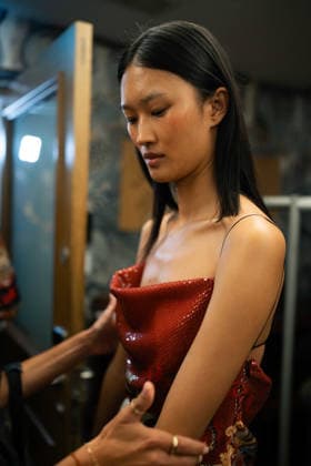 Ginny Litscher Catwalk Show 2026 A model walks the runway at the Ginny Litscher Catwalk Show 2026 at The Haymarket Hotel on September 18, 2026 in London, England., Credit:Lounis Tiar Avalon United Kingtom, London, Haymarket Hotel  Copyright: xLounisxTiarx xAvalonx 1136246364