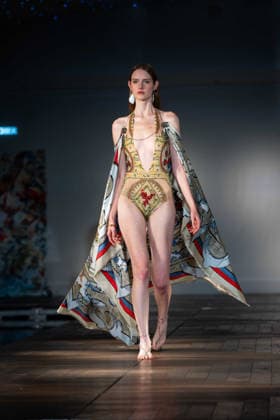 Ginny Litscher Catwalk Show 2026 A model walks the runway at the Ginny Litscher Catwalk Show 2026 at The Haymarket Hotel on September 18, 2026 in London, England., Credit:Lounis Tiar Avalon United Kingtom, London, Haymarket Hotel  Copyright: xLounisxTiarx xAvalonx 1136247035