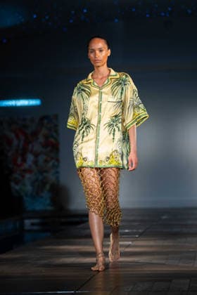 Ginny Litscher Catwalk Show 2026 A model walks the runway at the Ginny Litscher Catwalk Show 2026 at The Haymarket Hotel on September 18, 2026 in London, England., Credit:Lounis Tiar Avalon United Kingtom, London, Haymarket Hotel  Copyright: xLounisxTiarx xAvalonx 1136247734