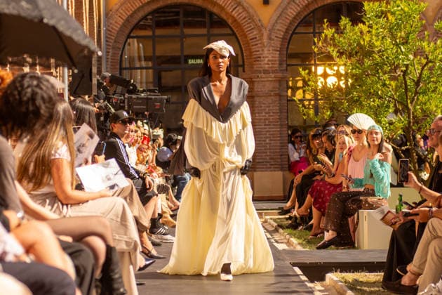 IPA88713879 - MADRID, SPAIN. SEPTEMBER 19, 2026: A model walks the runway showcasing a design by Cotes Isabel Is My Name Runway Show during Mercedes-Benz Fashion Week Madrid 2026 (MBFWMadrid) on September 18, 2026, in Madrid, Spain.  Copyright: xFrancescoxMilitelloxMirtox xx IPA88713879