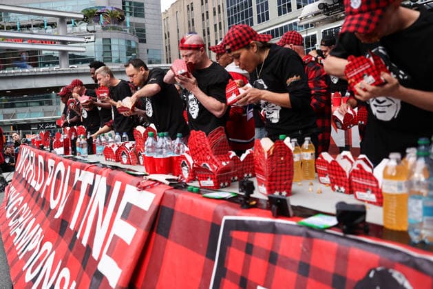 World Poutine Eating Championship in Toronto TORONTO, CANADA - SEPTEMBER 19 : Contestants compete in 2026 World Poutine Eating Championship at Sankofa Square in Toronto, Ontario, Canada on September 19, 2026. Joey Chesnut from the United States won the contest after eating 21.25lbs of poutine in 10 minutes. Mert Alper Dervis Anadolu Ontario Canada. Editorial use only. Please get in touch for any other usage.  Copyright: x2026xAnadoluxMertxAlperxDervisx