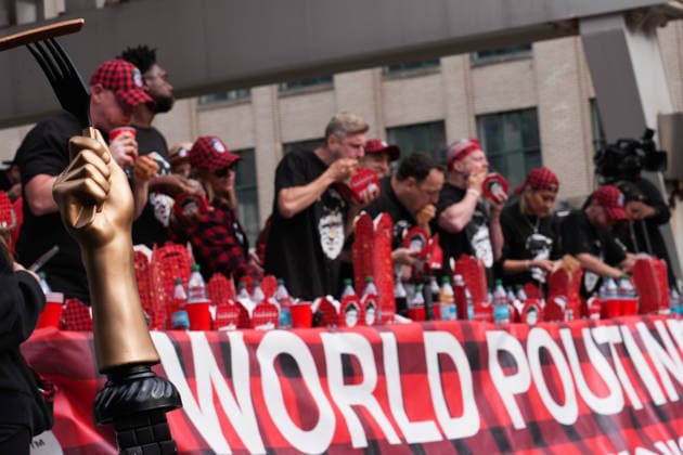 World Poutine Eating Championship in Toronto TORONTO, CANADA - SEPTEMBER 19 : Contestants compete in 2026 World Poutine Eating Championship at Sankofa Square in Toronto, Ontario, Canada on September 19, 2026. Joey Chesnut from the United States won the contest after eating 21.25lbs of poutine in 10 minutes. Mert Alper Dervis Anadolu Ontario Canada. Editorial use only. Please get in touch for any other usage.  Copyright: x2026xAnadoluxMertxAlperxDervisx