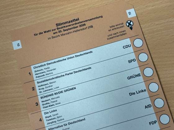 September 20, 2026, Ballot for the 2026 District Council Election, in the Marzahn-Hellersdorf constituency, Constituency 10, Berlin, Germany