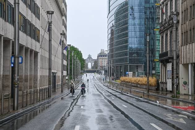 Cyclists pictured during a car free Sunday, in Brussels, Sunday 20 September 2026. Across the country, Brussels and cities in Flanders and the Walloon region hold Car Free Sunday during the Mobility Week (Week van de mobiliteit - Semaine de la Mobilite) and organise activities to focus on other modes of transport.  EMILExWINDAL 187112304