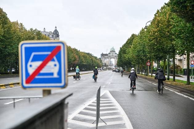 Cyclists pictured during a car free Sunday, in Brussels, Sunday 20 September 2026. Across the country, Brussels and cities in Flanders and the Walloon region hold Car Free Sunday during the Mobility Week (Week van de mobiliteit - Semaine de la Mobilite) and organise activities to focus on other modes of transport.  EMILExWINDAL 187112872