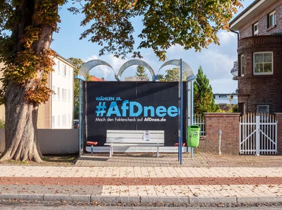 Election posters for the 2026 Mecklenburg-Western Pomerania state election. An election poster in Sassnitz features the slogan AfDnee. On September 20, 2026, new members will be elected to the Mecklenburg-Western Pomerania state legislature. Sassnitz, Mecklenburg-Western Pomerania, Germany