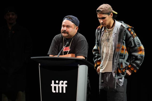2026 Toronto International Film Festival - Awards Press Conference TORONTO, CANADA - SEPTEMBER 20 : Cody Lightning (L) and Isaiah Kakepetum (R) speak on stage after receiving the Best Canadian Discovery Award for Smudge the Blades at the 2026 Toronto International Film Festival in Toronto, Ontario, Canada on September 20, 2026. Mert Alper Dervis Anadolu Ontario Canada. Editorial use only. Please get in touch for any other usage.  Copyright: x2026xAnadoluxMertxAlperxDervisx