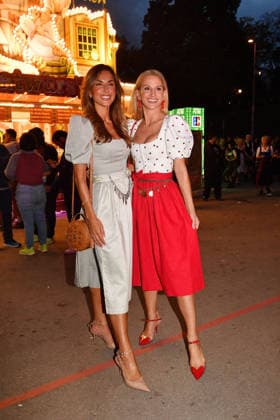 Jana Azizi and Sandra Abt during the 2026 Oktoberfest in front of the Almauftrieb at Theresienwiese on September 20, 2026, in Munich, Germany; Oktoberfest: the Almauftrieb at Theresienwiese in Munich, Germany