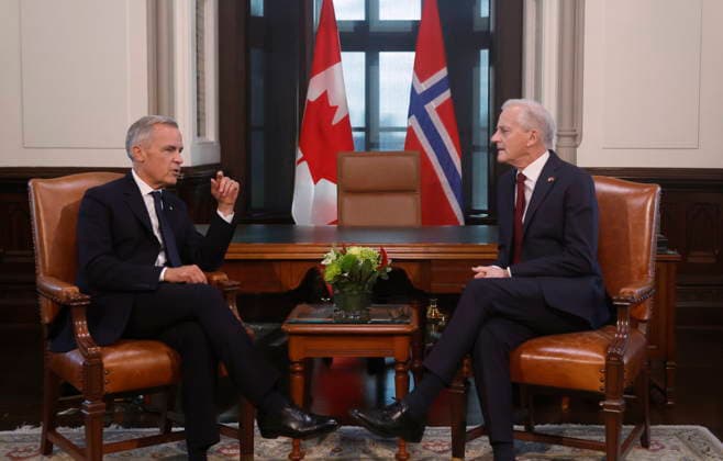 September 20, 2026, Ottawa, On, CANADA: Prime Minister Mark Carney, left, meets with Prime Minister of Norway Jonas Gahr Store on Parliament Hill in Ottawa on Sunday, Sept. 20, 2026. Ottawa CANADA  - ZUMAc35_ 20260920_zaf_c35_192 Copyright: xPatrickxDoylex