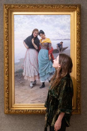 Bonhams 19th Century and British Impressionist Art Sale Photocall at Bonhams, London, UK - 21 September 2026 A staff member views Confidences by Eugen von Blaas (est. Â£40k - Â£60k) which is to go on auction at Bonhams 19th Century and British Impressionist Art Sale on 23rd September 2026 at Bonhams in London, England, UK on Monday 21 September, 2026., Credit:Justin Ng Avalon UK, England, London, Bonhams  Copyright: xJustinxNgx xAvalonx 1137029919