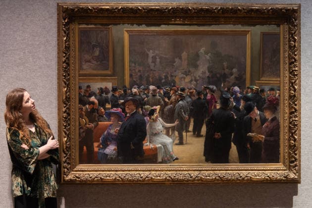 Bonhams 19th Century and British Impressionist Art Sale Photocall at Bonhams, London, UK - 21 September 2026 A staff member views Au Salon des Artistes Francais en 1911 by Henri Adolphe Laissement (est. Â£100k - Â£150k) which is to go on auction at Bonhams 19th Century and British Impressionist Art Sale on 23rd September 2026 at Bonhams in London, England, UK on Monday 21 September, 2026., Credit:Justin Ng Avalon UK, England, London, Bonhams  Copyright: xJustinxNgx xAvalonx 1137029930