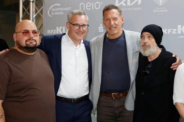 Bora, Axel Tschersich, Ralf Moeller, and Torsten Sträter at the 10th Recklinghäuser Hurz Comedy Award ceremony at the Ruhrfestspielhaus Recklinghausen, September 21, 2026 Foto:xT.xSchröerx xFuturexImagex hurz_6914